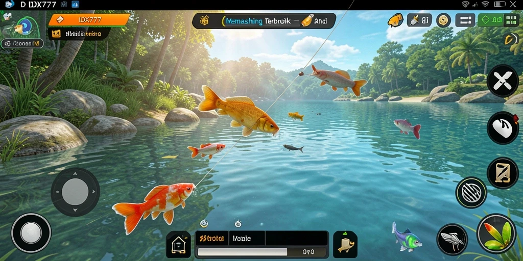 Tampilan gameplay IDX777 yang menarik dan seru saat memancing.