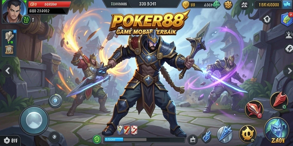 Screenshot gameplay POKER88 dengan pertarungan tim yang dinamis.